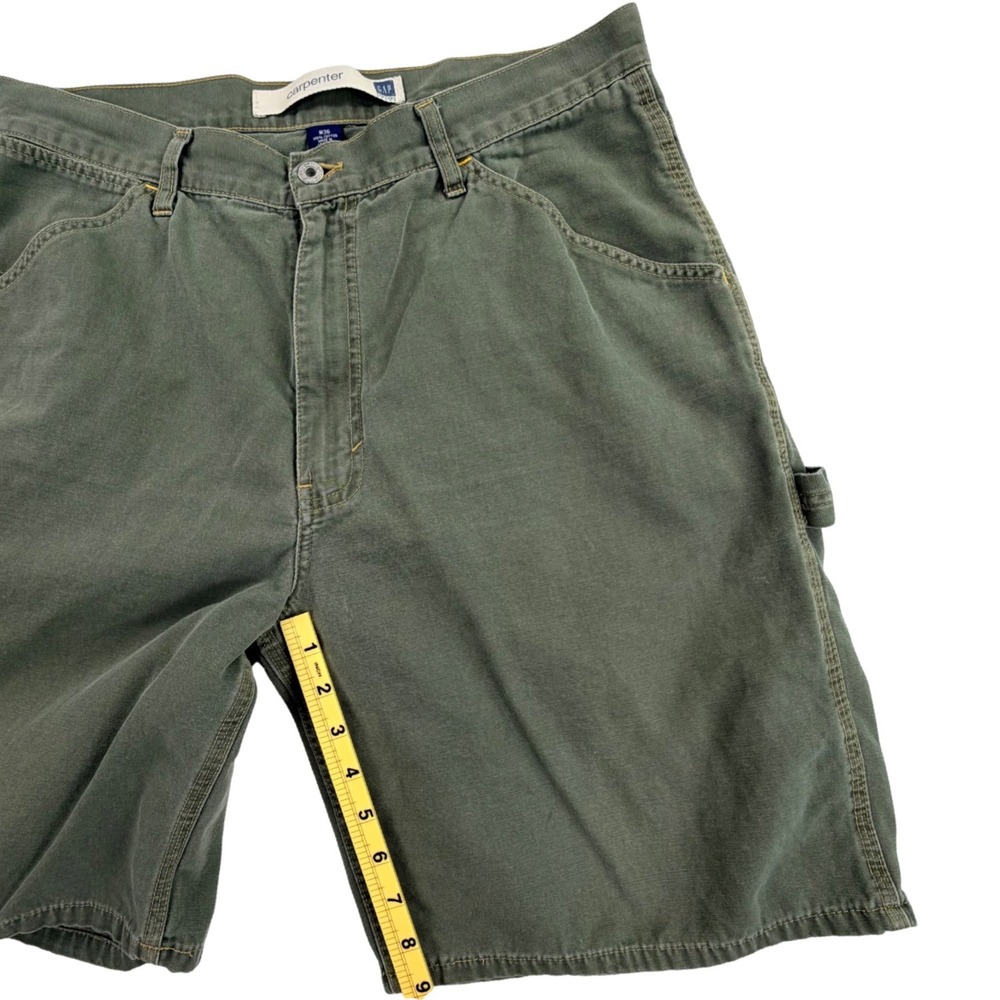 Vintage GAP Carpenter Shorts Men 36 Olive Green Cotton Canvas Utility Work Y2K - Picture 10 of 15